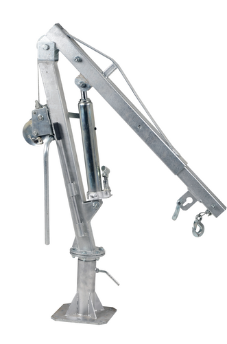 Galvanized Steel Winch Truck Jib Crane 500 Lb. Extended Capacity Gray